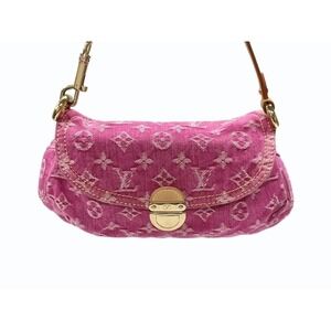 Louis Vuitton One Pleaty Shoulder bag denim Monogram pink Hobo